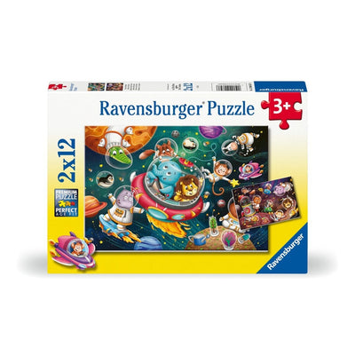 Puzzles Ravensburger - Animales en el Espacio. 2x12 piezas