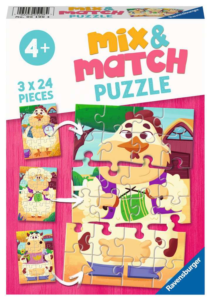 Puzzles Ravensburger Mix & Match. Mis Amigos de la Granja. 3x24 piezas