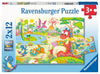 Puzzles Ravensburger - Dinosaurios. 2x12 piezas
