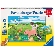 Puzzles Ravensburger - Cachorros de campo. 2x12 piezas