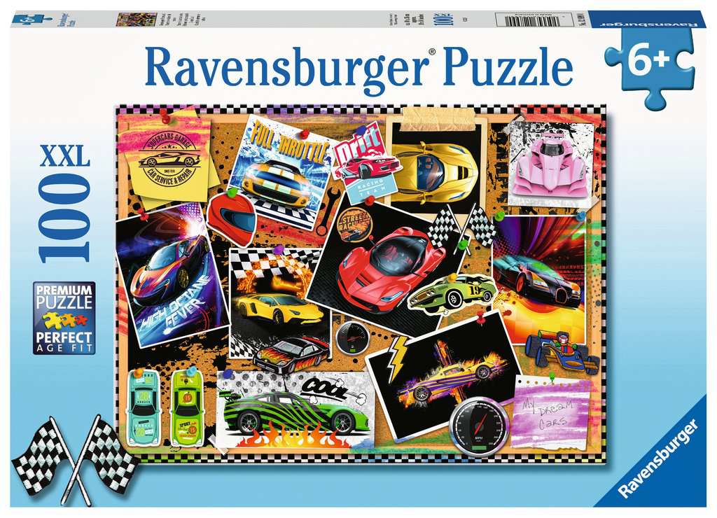 Puzzle Ravensburger 100 piezas - Cartel de Carreras de Coches
