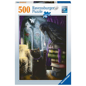 Puzzle Ravensburger - Gato Negro y Cuervo. 500 piezas