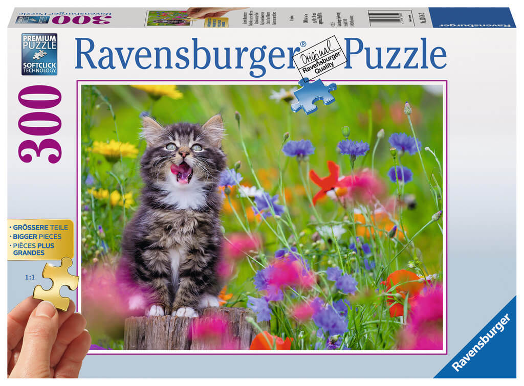 Puzzle Ravensburger - Gato en un mar de flores 300 piezas XXL-Doctor Panush