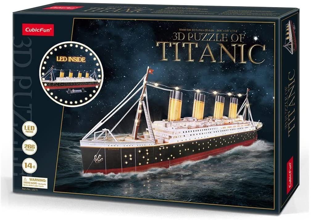 Puzzle 3D Cubicfun - Titanic con LED. 266 piezas