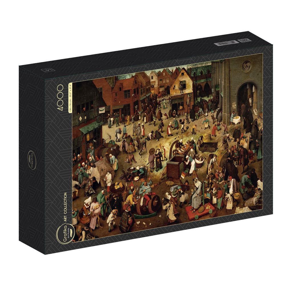 Puzzle Grafika - Brueghel Pieter - The Fight Between Carnival and Lent, 1559. 4000 piezas